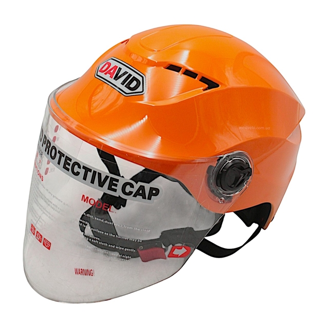Мото шолом, відкритий "DAVID" S327, помаранчевий глянцевий, регулятор розміру (мото/вело/самокат) фото westvelo.com