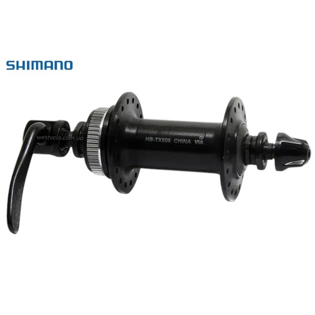Втулка мтв передня SHIMANO (HB-TX505), алюмінієва, диск шліци (CentrLock), з ексцентриком (14Gx36H) фото westvelo.com