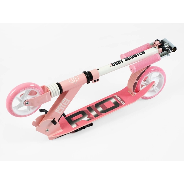 Самокат дитячий 2-х колісний, PU Best Scooter «RIO» 23617 світло рожевий, Ø145mm, передній амортизатор, AL гальмо фото westvelo.com