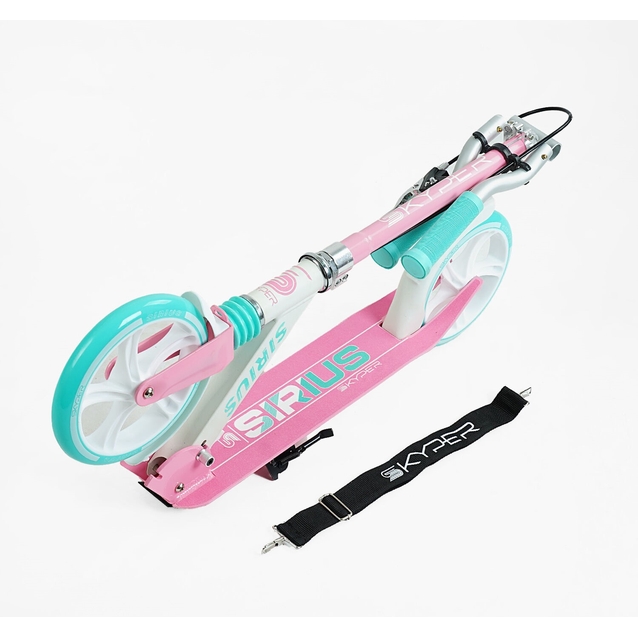 Самокат дитячий 2-х колісний, PU Skyper «SIRIUS» S 29994 рожево-бірюзовий, Ø200mm, 1 амортизатор, ручне гальмо фото westvelo.com