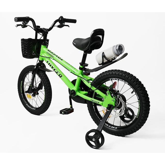 Дитячий велосипед 16 AL Corso «TAYGER»  TG-70411 алюмінієва рама, дискові гальма, салатовий фото westvelo.com