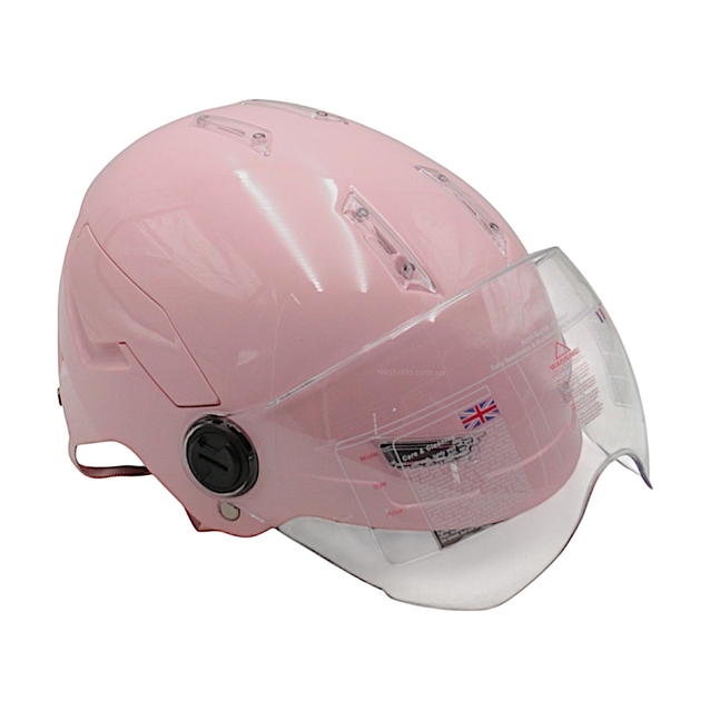 Мото шолом, відкритий (S-M) "DAVID" D316, рожевий глянцевий (ABS) фото westvelo.com