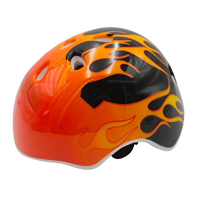 Вело шолом "TK Sport" 598 (55см) помаранчево-чорний, полумя фото westvelo.com