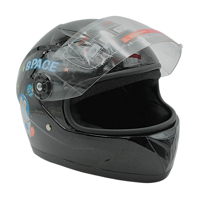 Мото шолом дитячий, закритий (L) "909", SPACE чорний глянцевий фото westvelo.com