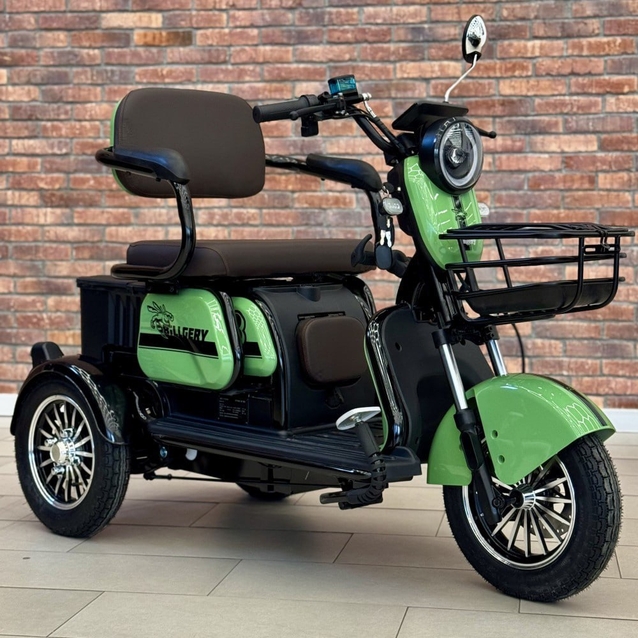 Трицикл Corso «OSTIN» B-97125, двигун 800W, акумулятор 72V/23Ah, салатовий + 1 ящик. акум, колеса 10" фото westvelo.com