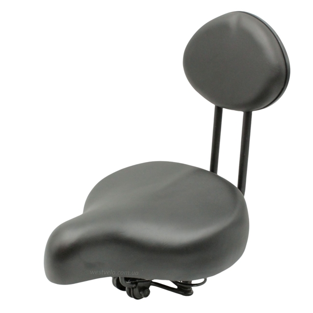 Сідло на пружинах JINGPIN TB-4 (з спинкою) широке, металева основа, чорне фото westvelo.com