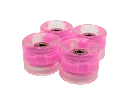 Колеса для Penny Board (пенні борду) (189) рожеві, діодне (4шт) 60 - 45мм
