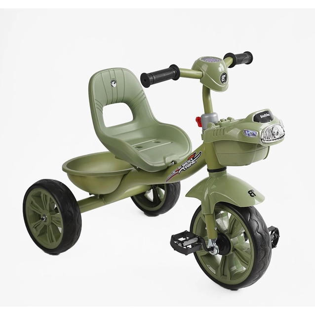 Дитячий велосипед 3-х колісний EVA (піна) Best Trike колеса 10-8, «Машинка» BS-60417 хакі, сталева рама, УКР.ОЗВУЧУВАННЯ, кошик фото westvelo.com