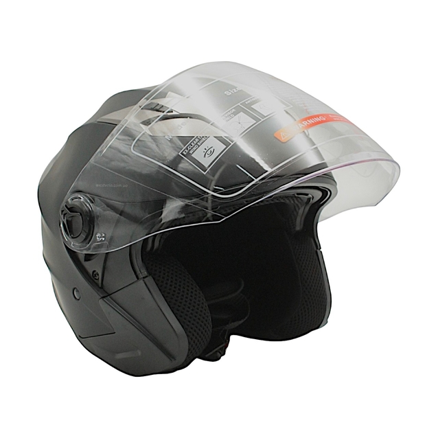 Мото шолом, відкритий (S) (55-56см) BLD-708 чорний матовий з відкидними окулярами фото westvelo.com