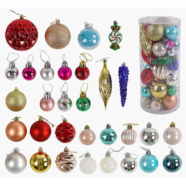 Новорічні прикраси 36 шт, в слюді, ВИДАЄТЬСЯ ТІЛЬКИ МІКС ВИДІВ (C 67708) фото westvelo.com