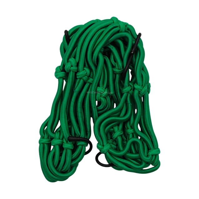 Стяжка (сітка-павук) "PROBIKER"  з гачками на багажник, зелена фото westvelo.com