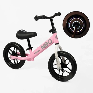 Велобіг 12 Corso, колеса - EVA (піна), сталева рама «NEO» EN-28197 рожево-сірий, підставка для ніг