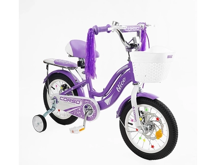 Дитячий велосипед 14 ST Corso «NICE» NC-14021 дискові гальма, фіолетовий