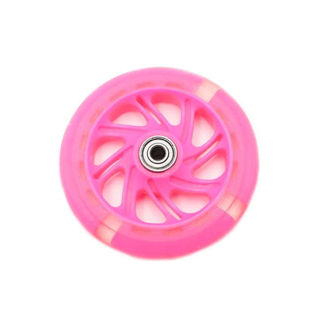 Колесо самоката дитячого пластик Ø120/20мм, діодне, рожеве фото westvelo.com