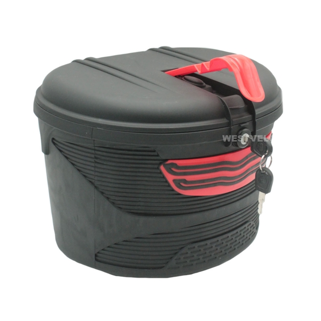 Кошик пластмасовий чорний, з кришкою та замком (AFT-136) фото westvelo.com