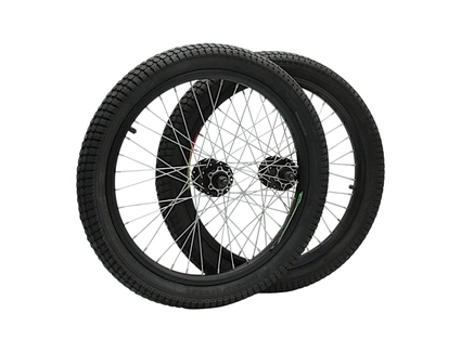 Колеса 20 перед+зад, обід 2-ний чорний, втулка М на віночках, диск 6 болтів + камери і покришки (Smart)