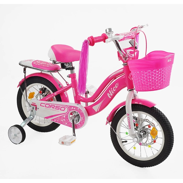 Дитячий велосипед 16 ST Corso «NICE» NC-16388 дискові гальма, яскраво-рожевий фото westvelo.com