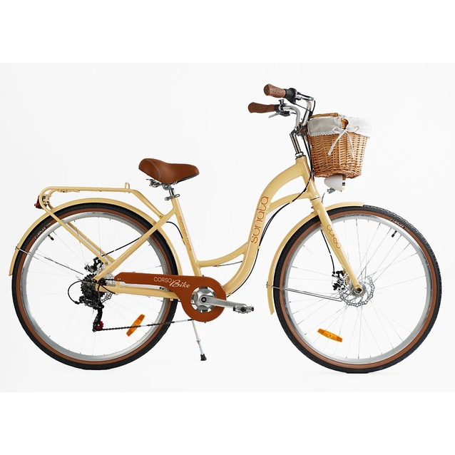 Міський велосипед 28 AL Corso «SONATA» SN-28410 алюміній 18", (к-т SHIMANO) бежевий (+к/к/б) фото westvelo.com