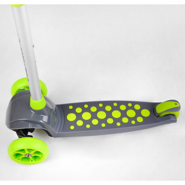 Самокат дитячий 3-х колісний, Best Scooter LK-70111 сіро-салатовий, колеса PU Ø120mm/80mm зі світлом, знімне кермо фото westvelo.com