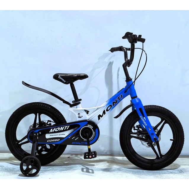 Дитячий велосипед 16 MG Corso «MONTI» MT-16316, магнієва рама, біло-синій фото westvelo.com
