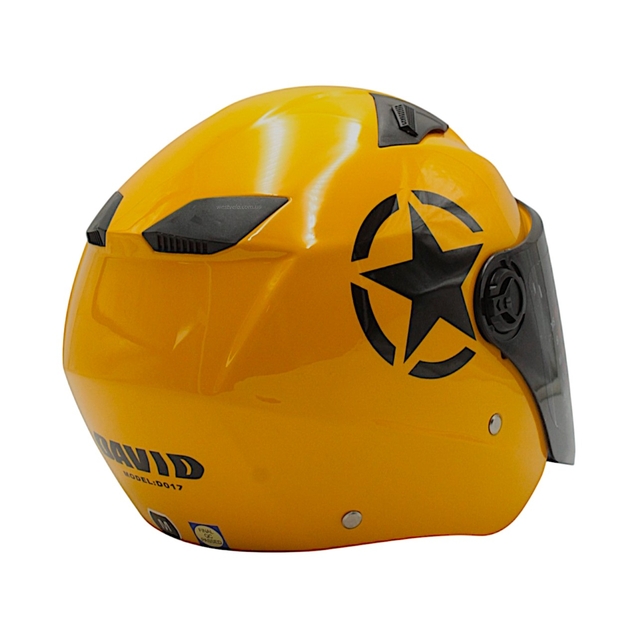 Мото шолом, відкритий (M 57-58) "DAVID" D017, Willys Star, жовтий глянцевий фото westvelo.com