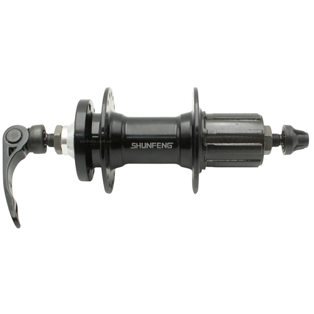 Втулка мтв задня, алюмінієва, касета 8-10S, диск гальма 6 бол, пром підшип. з ексцентрик SHUNFENG AL.(A217R) фото westvelo.com