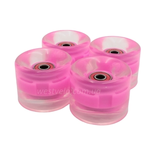 Колеса для Penny Board (пенні борду) (189) рожеві, діодне (4шт) 60 - 45мм