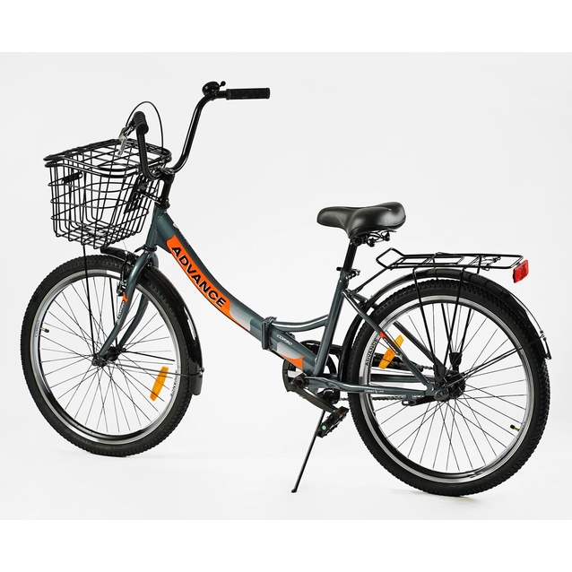 Міський велосипед 24 ST Corso «ADVANCE» AD-24715 (складна рама) сталь 14", сіро-помаранчевий(+к/к/б) фото westvelo.com