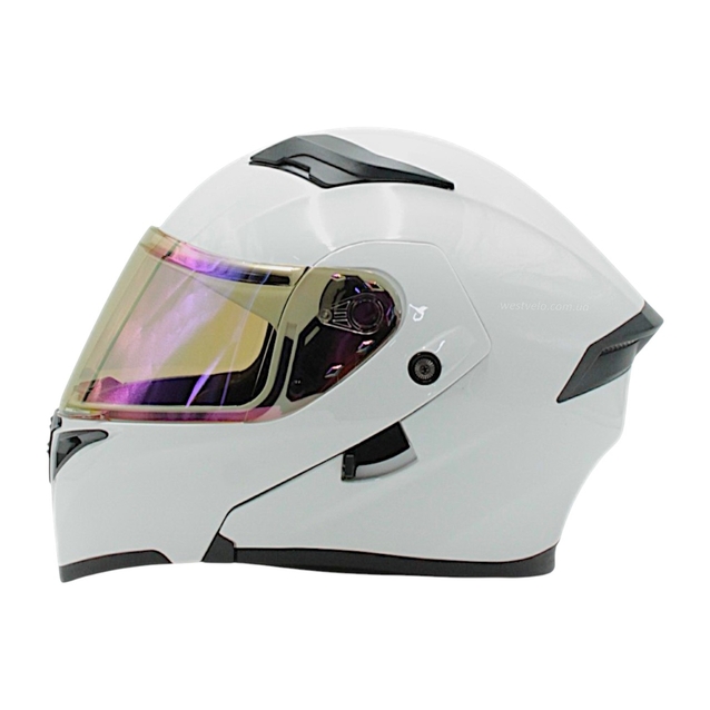 Мото шолом, трансформер (XL) "91" білий глянец, вмонтовані окуляри фото westvelo.com