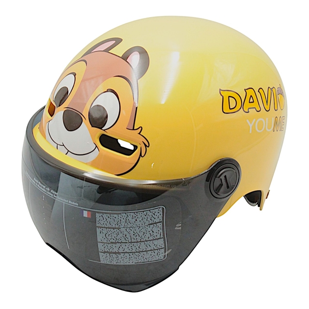 Мото шолом підлітковий, відкритий (M‑XL) "DAVID" 315C, жовтий глянцевий (ABS) фото westvelo.com