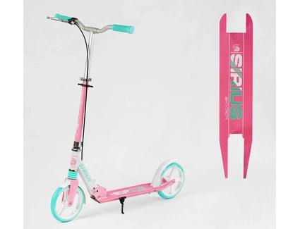 Самокат дитячий 2-х колісний, PU Skyper «SIRIUS» S 29994 рожево-бірюзовий, Ø200mm, 1 амортизатор, ручне гальмо