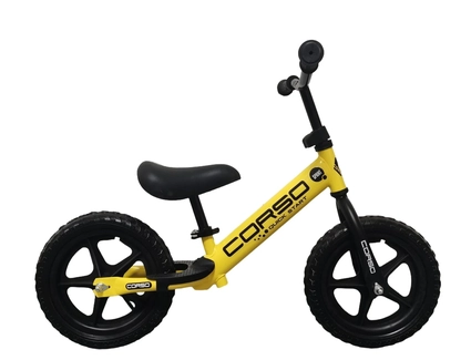 Велобіг 12 Corso, колеса - EVA (піна), сталева рама «SPRINT» JR-32680 жовтий, підставка для ніг