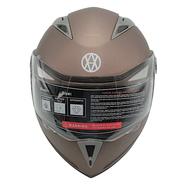 Мото шолом, трансформер (M) (57-58см) VLAND 158 бронзовий матовий  з відкидними окулярами фото westvelo.com
