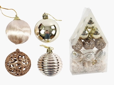 Новорічні прикраси 12 шт, кульки, D = 5 см, у слюді (C 67381)