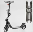 Самокат дитячий 2-х колісний, PU Best Scooter L-36375 чорний, Ø200mm, ФАРА, 2 амортизатори, затискач керма, ручне гальмо фото westvelo.com