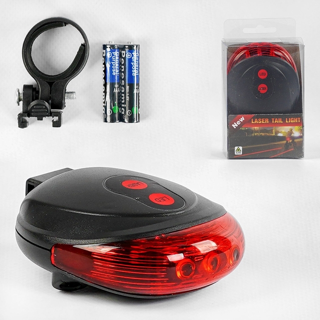Мигалка + лазер на батарейках зад №681 DW-681 червона + батарейки (238) фото westvelo.com