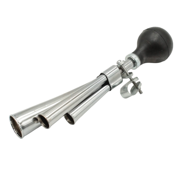 Сигнал-клаксон металевий нікель прямий потрійна фото westvelo.com