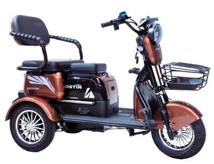 Трицикл Corso «OSTIN PRO» SN-569387, двигун 1200W, акумулятор 72V 28Ah графеновий, коричневий + 1 ящик. акум, колеса 10"
