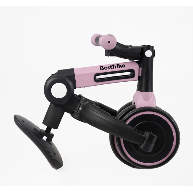 Дитячий велосипед 3-х колісний EVA (піна) Best Trike колеса 8-6, BS-11402 рожевий, нейлонова рама, рама та задні колеса -складні, підсвічування, кошик фото westvelo.com