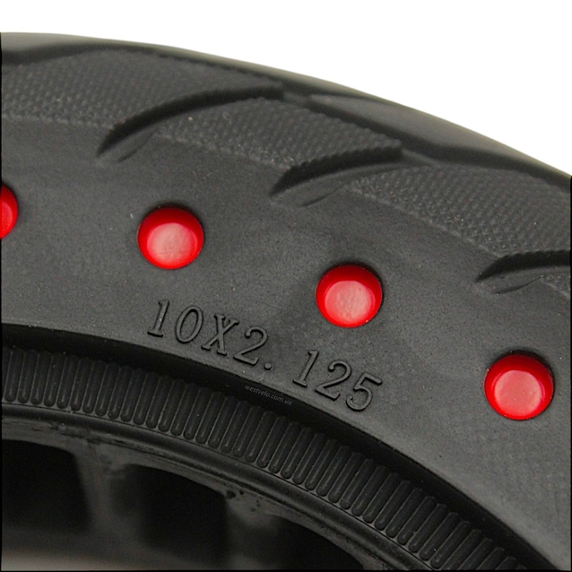 Покришка 10-2.125 А NEDONG (Ø141 - 37мм) безкамерка для електросамоката, червоні крапки фото westvelo.com