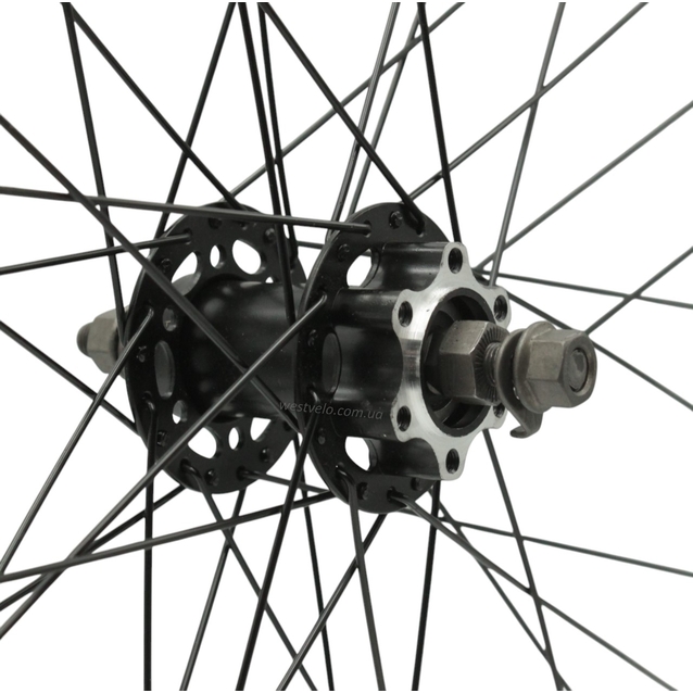 Колесо 26 перед, обід 2-ний чорний, втулка ST SHUNFENG, диск 6 болтів, пром-підшипник, чорна спиця, Gravity фото westvelo.com