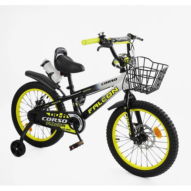 Дитячий велосипед 18 ST Corso «FALCON» FL-18107 дискові гальма, чорно-жовтий фото westvelo.com