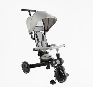 Дитячий велосипед-трансформер 3-х колісний з батьківською ручкою, з дашком, колеса - EVA (піна) Best Trike BS-12-411 сірий, складний 4в1, колеса переднє 10``, задні 8`