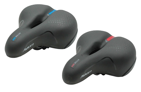 Сідло на демпферах з отвором AVANTI AFT-91, GEL FLOW (синє, червоне) з катафотом