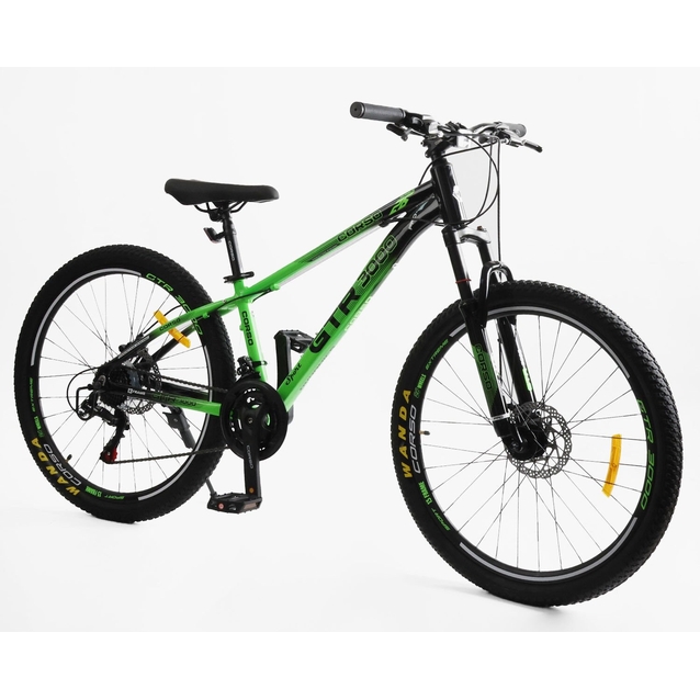 Велосипед 26 AL Corso «GTR-3000» GTR-71090 алюміній 13", (к-т SHIMANO) чорно-салатовий фото westvelo.com