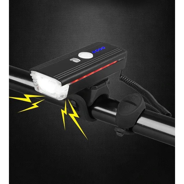 Фара usb + сигнал StVZo HJ-062 з датчиком світла, AL корпус 300 LM . Type C фото westvelo.com