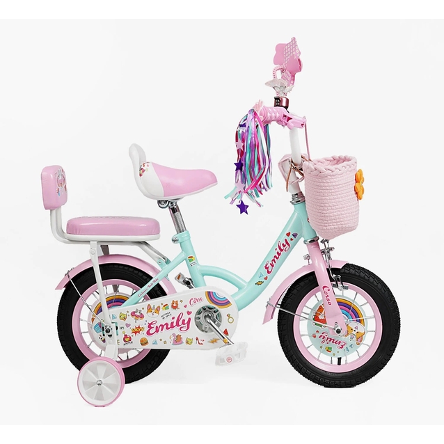 Дитячий велосипед 12 ST Corso «EMILY» ML-42589 бірюзово-рожевий фото westvelo.com