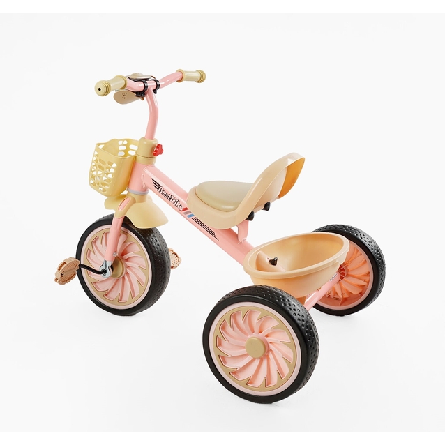 Дитячий велосипед 3-х колісний EVA (піна) Best Trike колеса 12-10, BS-34944 рожево-бежевий, сталева рама, УКР. ОЗВУЧУВАННЯ, світло, 2 кошики фото westvelo.com