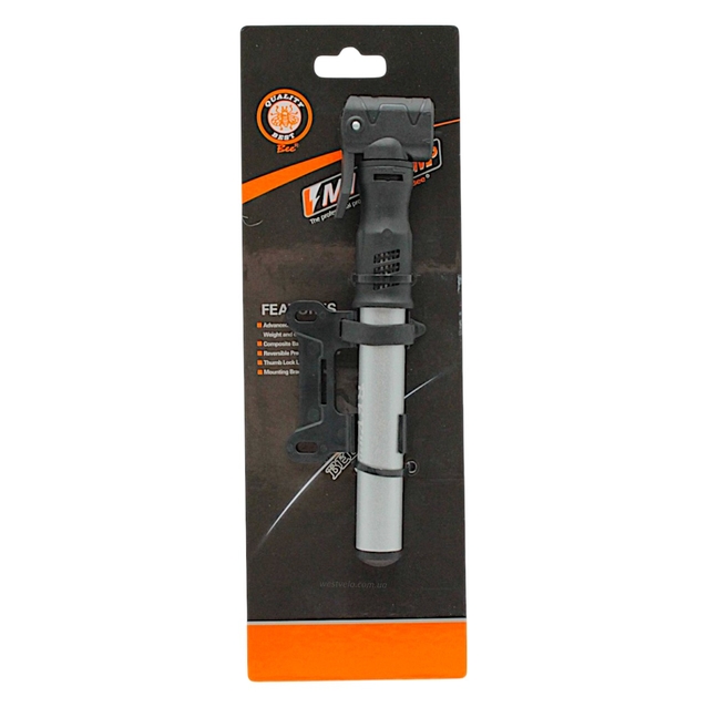 Насос вело BEE pump (М22-03) алюміній з кріпленням чорний (AV/FV) зі шлангом фото westvelo.com