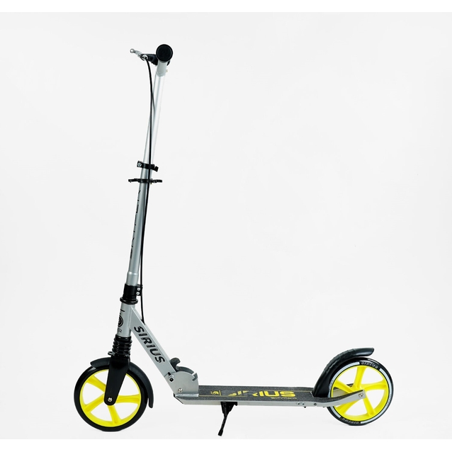 Самокат дитячий 2-х колісний, PU Skyper «SIRIUS» S 25817 сіро-жовтий, Ø200mm, 1 амортизатор, ручне гальмо фото westvelo.com